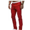 thumbnail image 4 of Turilly Men's Casual Button Open Slim Fit Straight Solid Color Trousers, 4 of 5