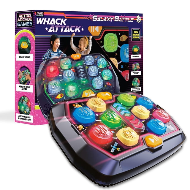 Whack Attack — Juego electrónico de batalla de galaxias con sonido y luz | Juguete STEM Montessori | Divertido regalo educativo para niños y niñas | Juego de arcade portátil