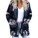thumbnail image 2 of Chaquetas y abrigos casuales de manga larga sin capucha para mujer, con estampado étnico, cuello en V, manga larga, con capucha, abrigos casuales finos, top de poliéster para mujer, 2 of 6