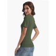 thumbnail image 5 of Womens Tops Crew Neck Summer Short Sleeve Casual Slim Fitted Tshirt, 5 of 6