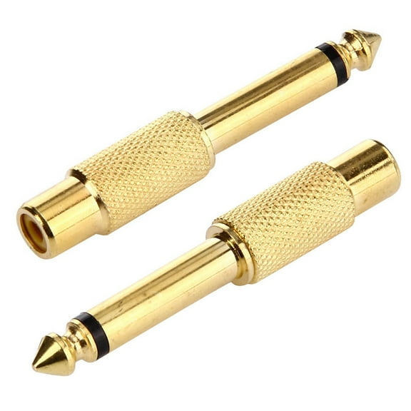 AMZER 3.5mm to 6.35mm headphone jack adaptor Male Socket to Female Jack Plug Audio AUX Stereo Gold Adapter 24K Gold Plated, 6.35mm Male to 3.5mm Female