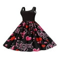 thumbnail image 2 of Robe Imprimée Saint-Valentin pour Femmes Col en U Sans Manches Fermeture Éclair Grand Ourlet une-Pièce S/ M/ L/ TG/ TTG, 2 of 9