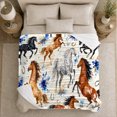 thumbnail image 5 of Artistic Galloping Horses Blue Flowers Equestrian Autumn, Rustic Farmhouse Horse Scene, Warm Flannel Blanket for Ranch House and Living Room, Horse Lovers Thanksgiving Gift, Rustic Home Decor, 5 of 9