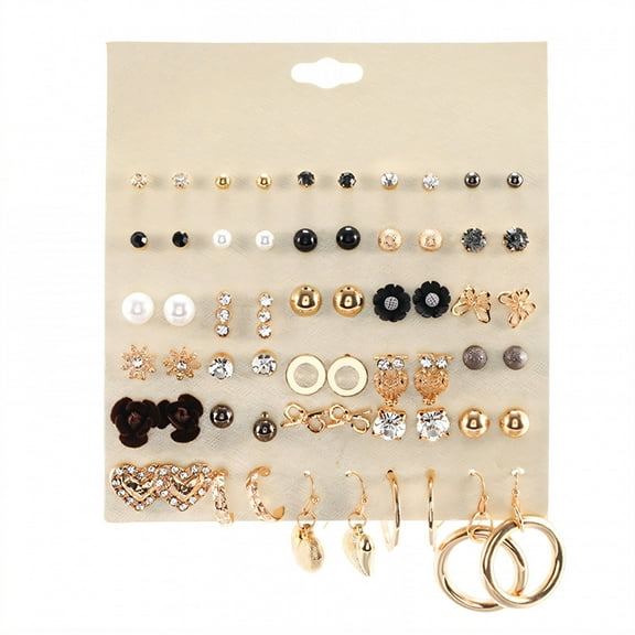 DESIGNICE 30Pairs Hypoallergenic Earrings for Women Nickel-Free Alloy Fun Earrings Minimalist Screw Back Earrings for Women Gift for Mom Style1