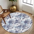 thumbnail image 2 of Round Rugs 6 Ft, Blue Floral Non Slip Area Rugs for Kitchen Bedroom Entryway, Spring Botanical Flowers Leaves Vintage Washable Carpet Runner Rug Floor Mats for Bedroom Home Decor, 2 of 8