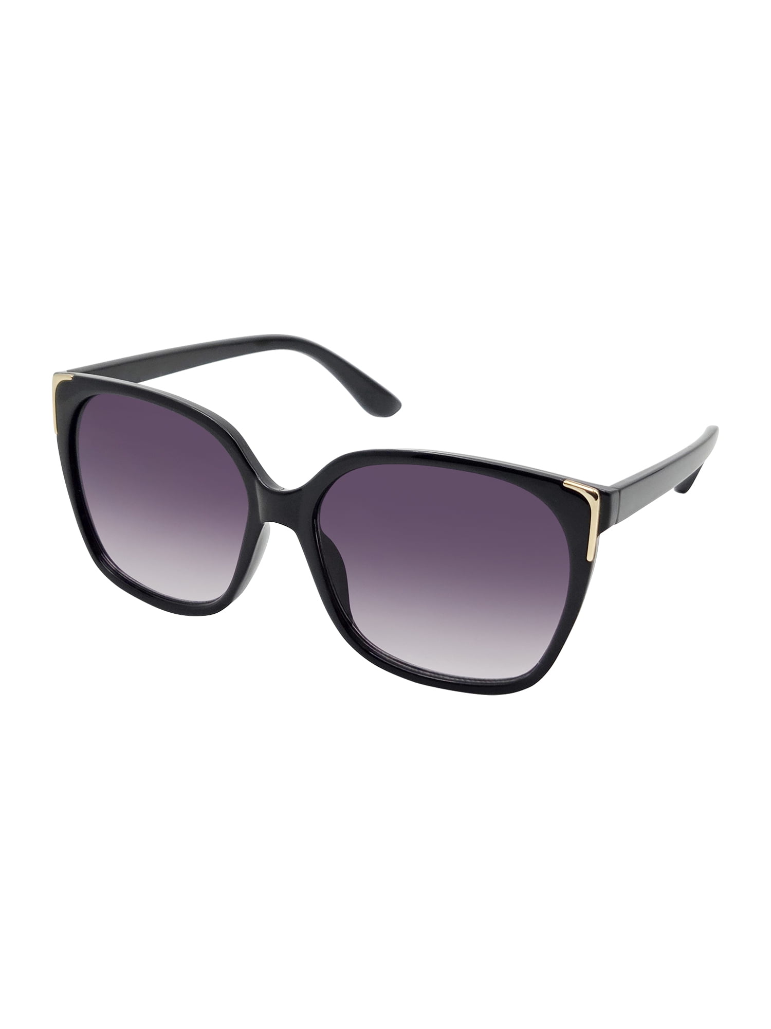 Womens Plastic Oversize Square Black Frame Smoke Lens Sunglasses