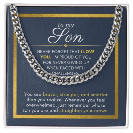 Gift For Son, Never Giving Up, Cuban Chain Men Necklace
