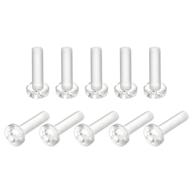Unique Bargains M6x25mm Plastic Phillips Bolts PC Pan Head Machine Screws Transparent 20 Pack