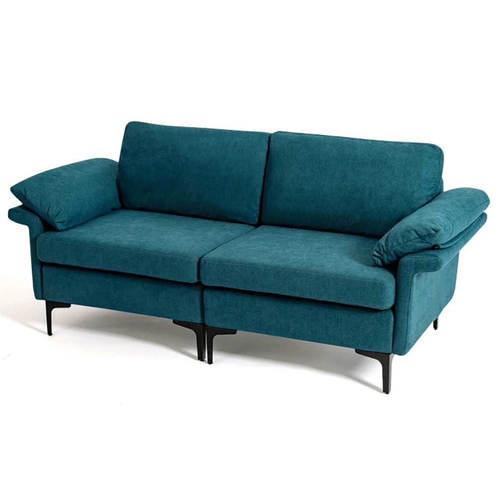 Finihen Loveseat Sofa, Modern Fabric Loveseat Sofa for with Metal Legs and Armrest Pillows, for Living Room, Bedroom, Peacock Blue Finihen Loveseat Sofa, Modern Fabric Loveseat Sofa for with Metal Legs and Armrest Pillows, for Living Room, Bedroom, Peacock Blue