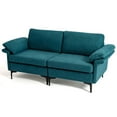 thumbnail image 2 of Resenkos Modern Fabric Loveseat Sofa for with Metal Legs and Armrest Pillows-Peacock Blue, Couch for Living Room, Loveseat Sofa for Small Spaces, Living Room, Office, Soft Couch Easy to Install, 2 of 4