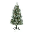 thumbnail image 3 of Nearly Natural 4' Green Frosted Tip Pine Artificial Christmas Tree with Pinecones Prelit 100 Clear Lights, 3 of 8