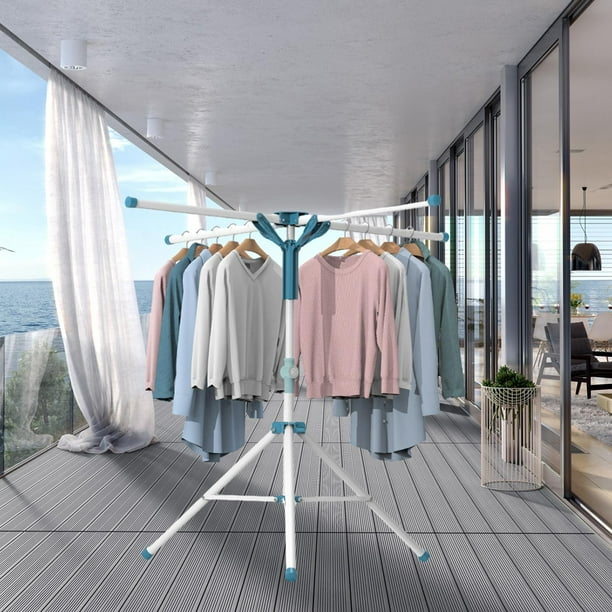 Trípode Tendedero de Ropa Estante de Ropa Plegable 4 Postes Rejilla de Secado de Ropa Plegable de Alta Capacidad para Toallas Interiores y Exteriores Macarena Estante de lavandería plegable