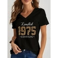 thumbnail image 3 of Camiseta con estampado de edición limitada de 1974, ropa de calle con años de leopardo para mujer, camiseta Harajuku, ropa femenina, camiseta con cuello en V con patrón de cumpleaños, 3 of 5