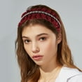 thumbnail image 2 of Unique Bargains 1 Pc Hairband Velour Rhinestone Hair Accessories for Women Red, 2 of 5