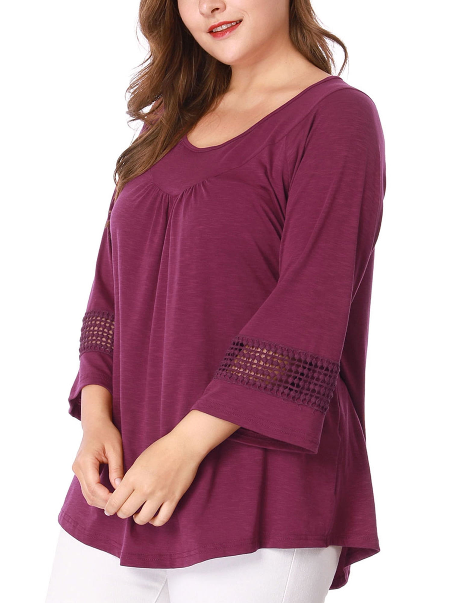 DARING DIVA Women's Plus Size Winter Kimono Long Sleeve Casual Top 4X Purple