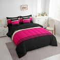 thumbnail image 3 of Manfei Modern Geometric Aesthetic 7-Piece Twin Bedding Sets,Stripes Lines Bedding Comforter Set,Pink Black Sheet Sets For Children,Microfiber Bedroom Decor Reversible, 3 of 8