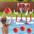 thumbnail image 3 of Pool Basketball Hoop Toys for Kids Ages 4-8 8-12 & Adult, Summer Outdoor Swimming Pool Games Water Play Toys Family Party for Kids, 2 in 1 Pool Basketball Hoop & Ring Game with 4 Balls 12 Rings & Pum, 3 of 8