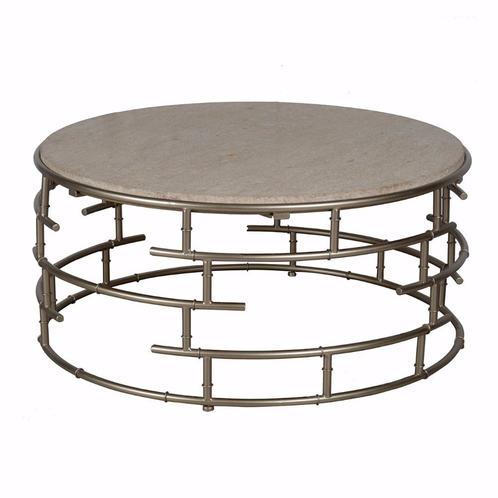 Segments Brass Round Coffee Table With Marble top, Silver - Walmart.com