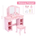 thumbnail image 4 of Yeshouse Tocador para niñas, mesa de maquillaje infantil de madera con espejo, taburete, cajón y estantes abiertos, mueble para juegos de imitación, 4 of 9