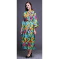 thumbnail image 4 of Bimba Turquoise Blue Flower Leaves & Ranunculus Bathrobes For Women Wrap Printed Bride Getting Ready Dress Robe For Girls S, 4 of 5