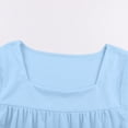 thumbnail image 6 of Byoo Tween Girl Solid Square Neck Blouse Shirt Short Sleeve Eyelet Ruffle Sleeve Casual Pullover Shirt Soft T Shirt, 6 of 6