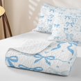 thumbnail image 4 of Erosebridal Princess Bow Tie Quilt Full, Princess Ribbon Full Bedspread Sets, Reversible, Sky Blue White, 3-Piece (1 Coverlet and 2 Pillowcases), 4 of 7
