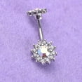 thumbnail image 3 of 14G Double Round Cubic Zircon Filigree Opal Center 316L Surgical Steel Belly Button Rings Navel Rings Belly Piercing, 3 of 5