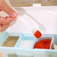 thumbnail image 5 of Caja de condimentos de 4 rejillas, caja de condimentos de glutamato monosódico de sal de plástico multifuncional, partición de cocina con cuchara con tapa, tarro de condimentos, 5 of 5