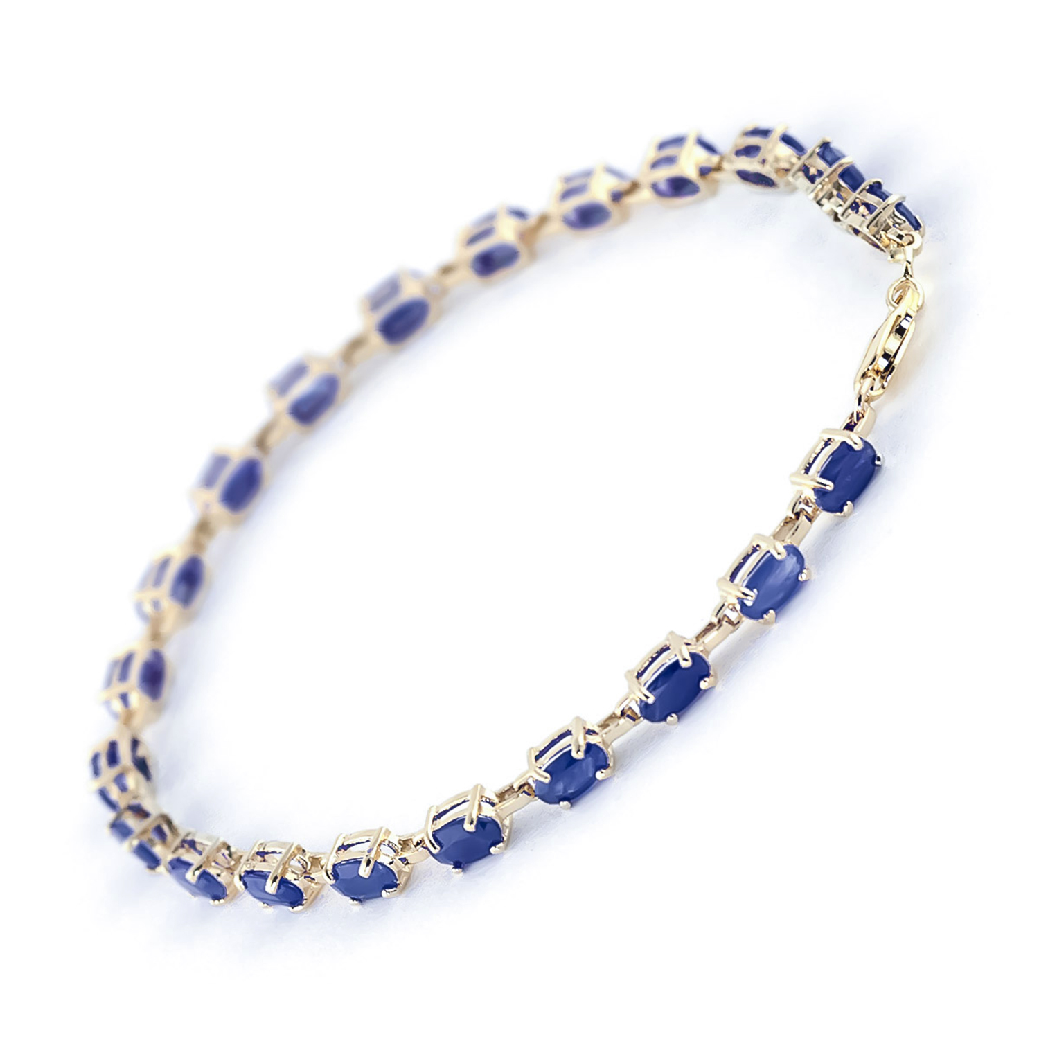 Galaxy Gold 8 Carat 14k Solid Gold Tennis Bracelet Natural Sapphire - image 2 of 3
