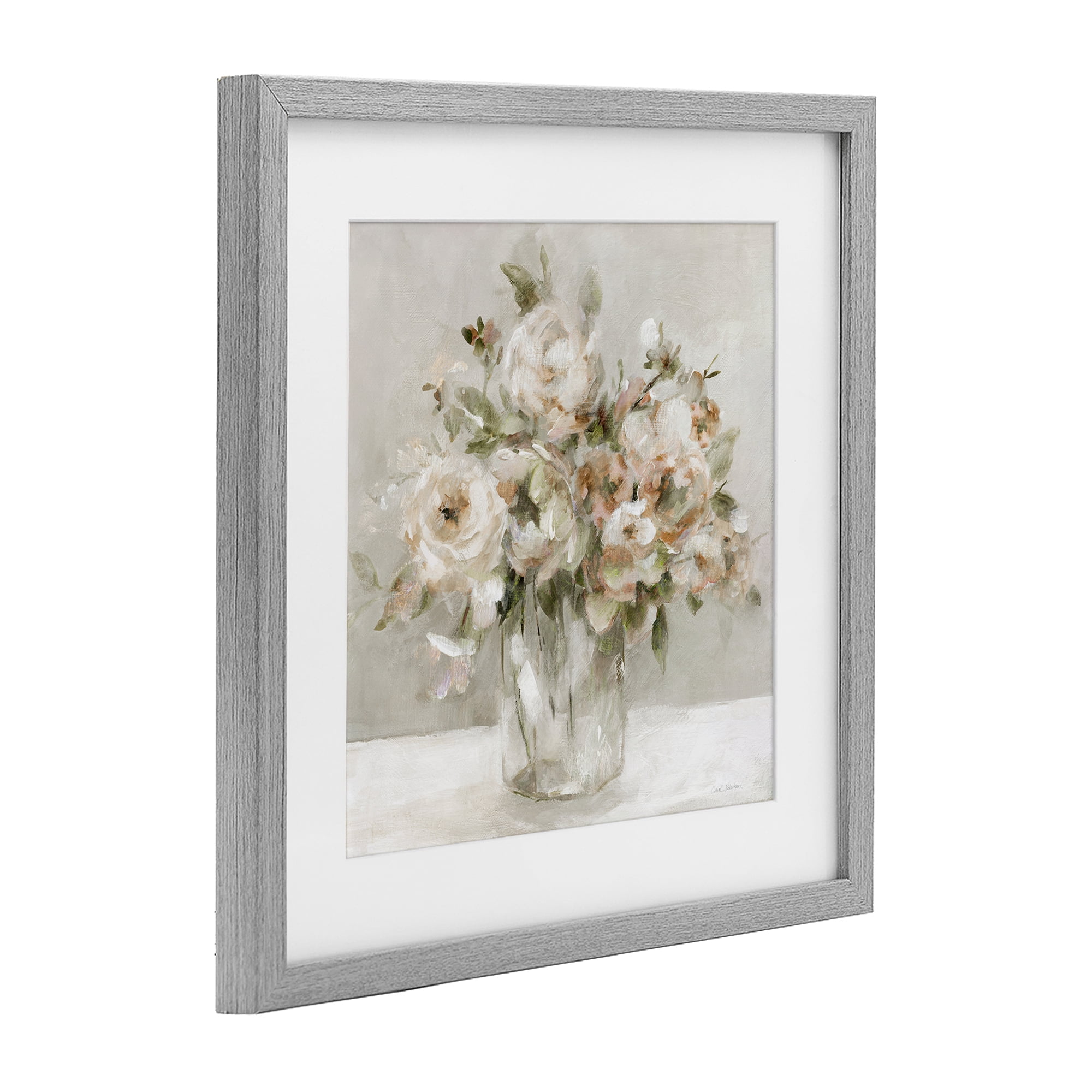 Stupell Industries Soft Neutral Floral Still Life Gray Framed Print Under Glass, design by Carol Robinson