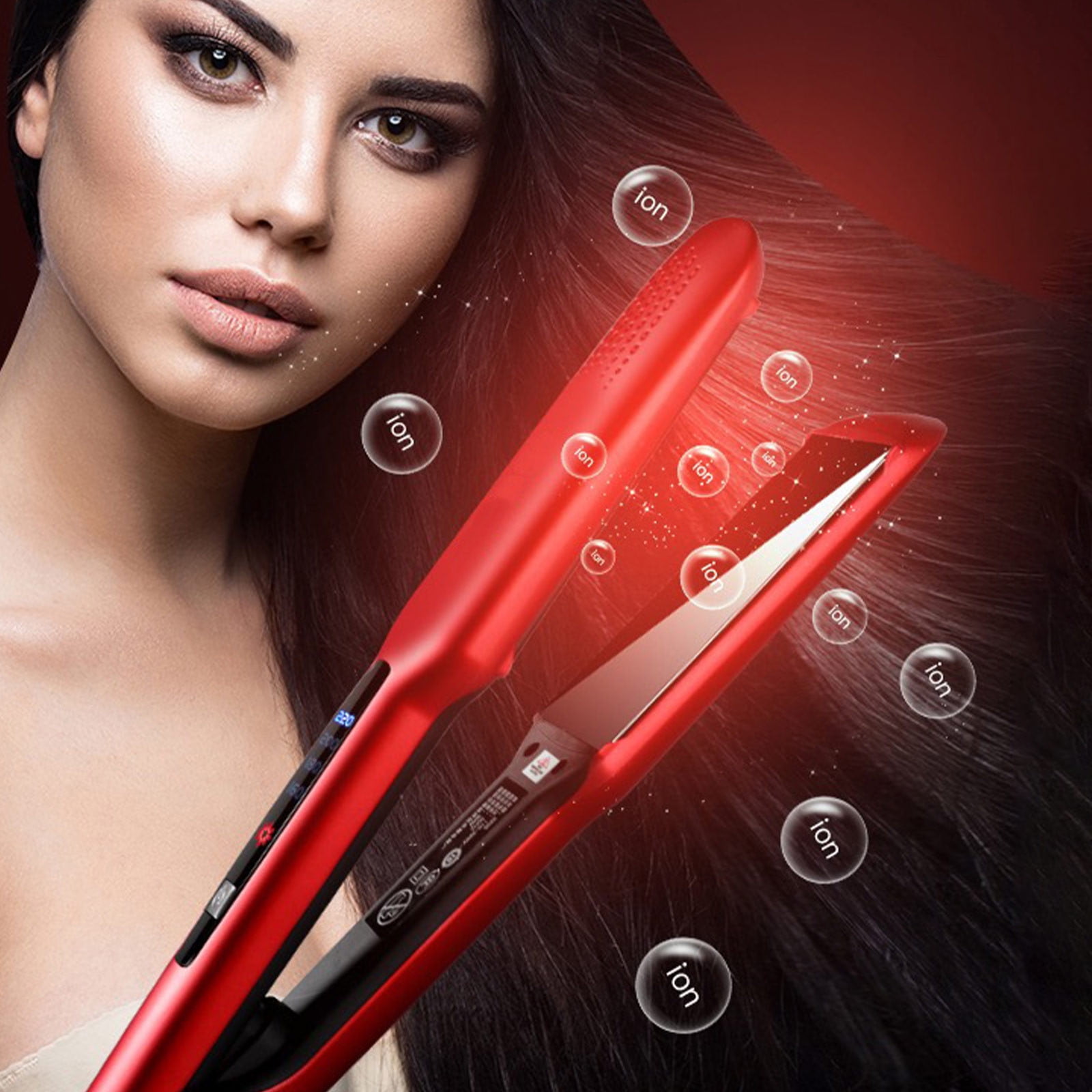 EGNMCR Purpose Hair Iron For Straight And Curly Hair With LCD Display Natural Curls Natural Straight Hair Negative Hair Straightener Without Damaging