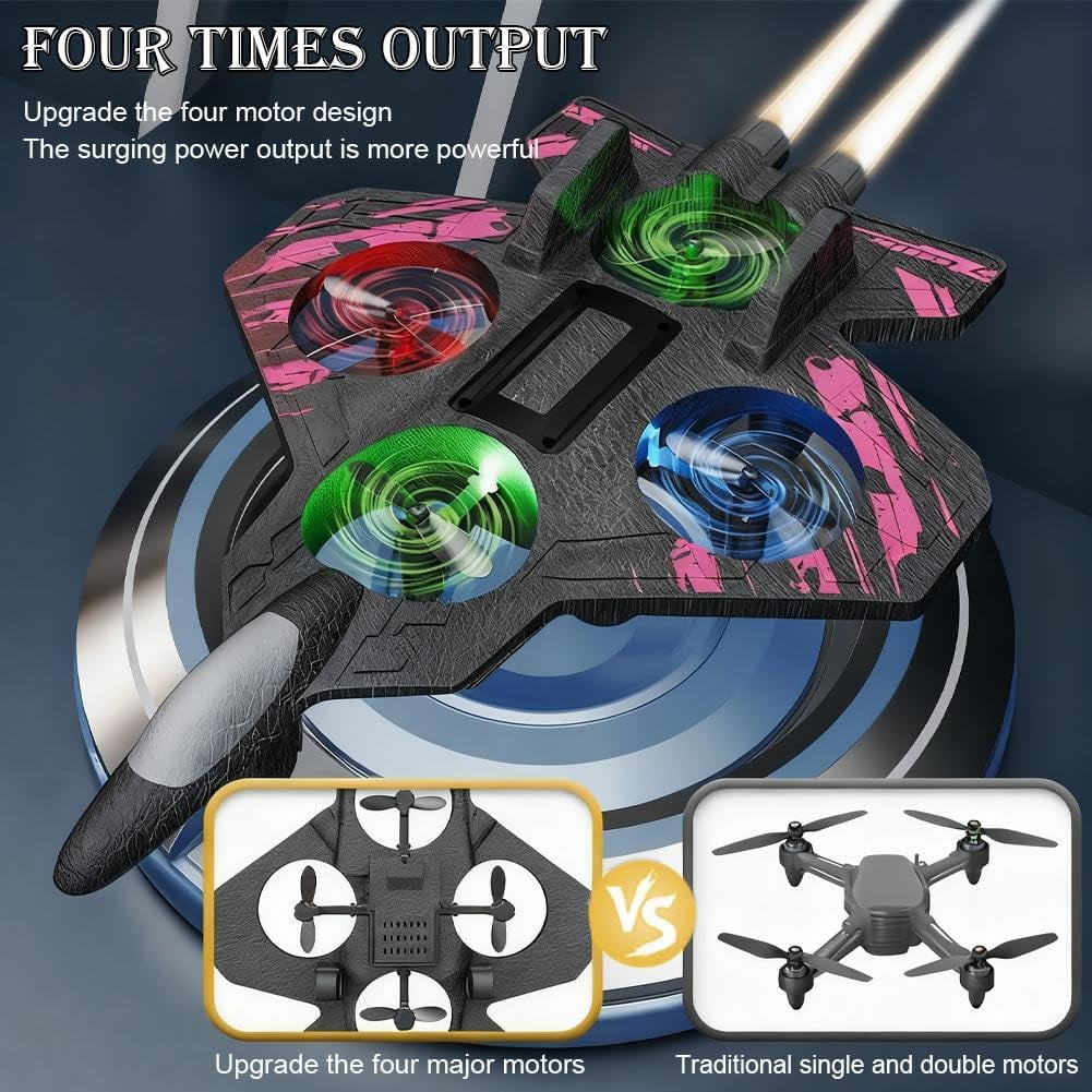 Skyriders RC Jet, Foam Remote Control Fighter Jet Airplane with 360° Flips & LED Lights, 2.4GHz Easy-Fly RC Stunt Plane Toy, Durable Drop-Resistant Jets Drone Great Christmas Birthday Gifts