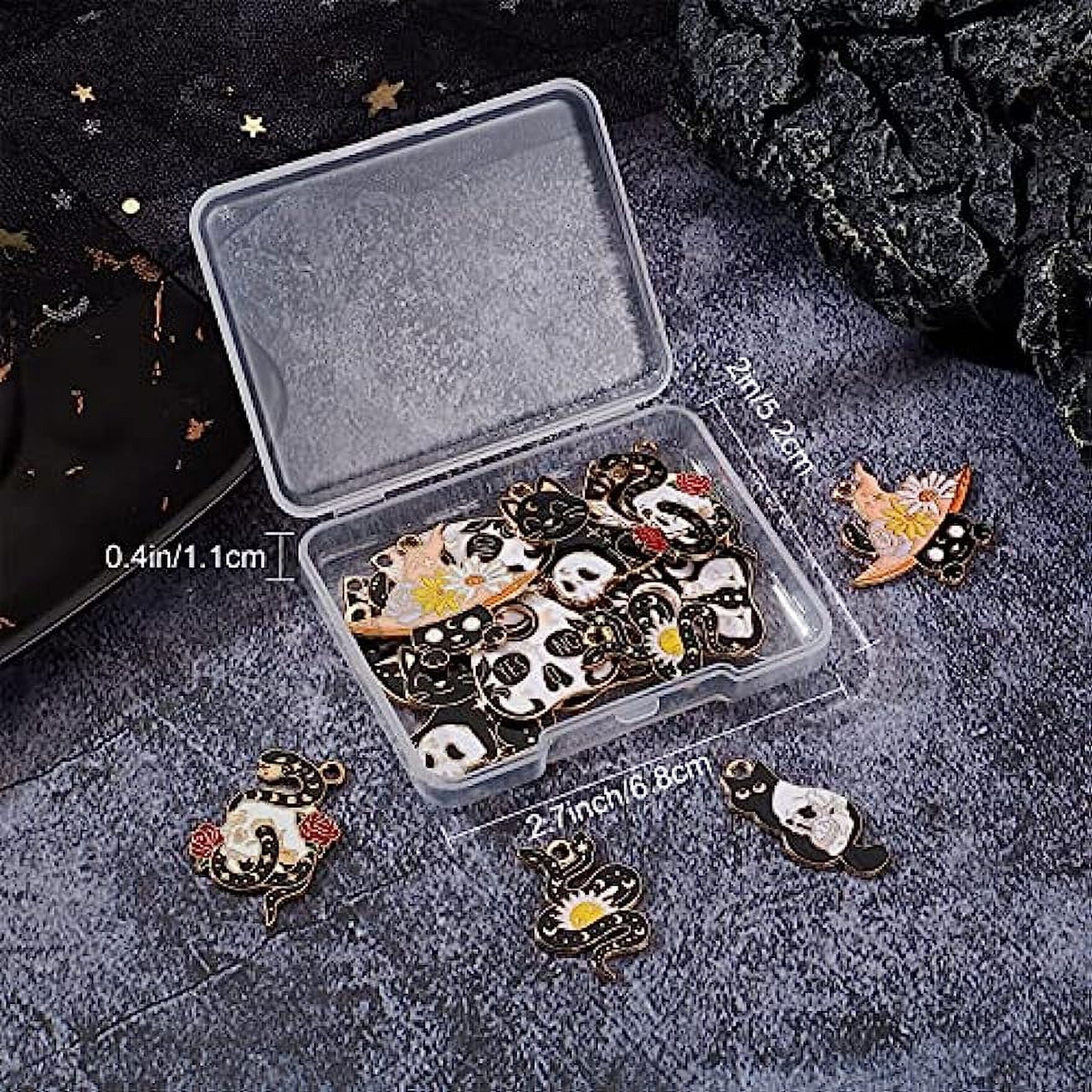 24Pcs 4 Styles Halloween Gothic Charms Tarot Charms Bulk Black and White  Magic Charms Moon Cat Skull Energy Charm for Jewelry Making Charms DIY