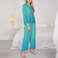 thumbnail image 3 of Daiia Teal Turquoise for Women's Long-Sleeved Pajama Set – Soft & Comfortable Sleepwear Button-Up Pajamas Cozy Lounge Wear-Medium, 3 of 7