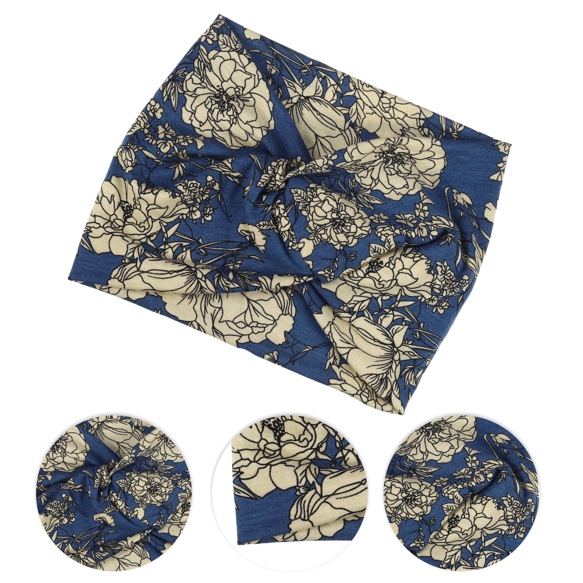 Unique Bargains Fashion Bohemia Widening Knotted Headwrap Rose Red Green Khaki Blue 4pcs