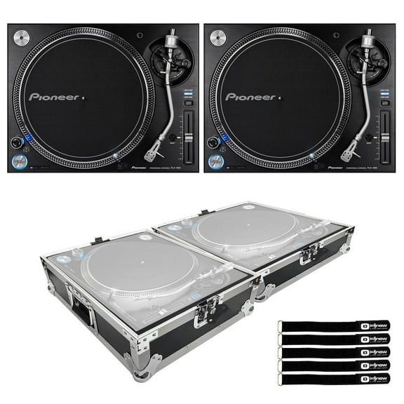 Pioneer DJ PLX-1000 Professional High Torque Direct Drive DJ Turntables with Protective Transport Cases Duo Package