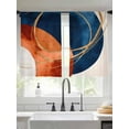 thumbnail image 4 of Sheer Curtains 54 Inches Long, Navy Blue Burnt Orange Light Filtering Window Curtains for Living Room/Bedroom, Boho Art Modern Geometric Rod Pocket Voile Sheer Curtain Drapes, 52"W x 54"L, 2 Panels, 4 of 8