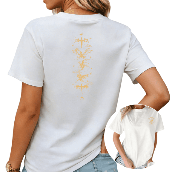 The Seven Dragon Rider Fantasy Graphic Tees Womans T-shirt Shirts Black White S-5XL Tops
