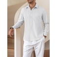 thumbnail image 4 of Coshow Men's Long Sleeve Linen Button Down Shirts Casual Summer Beach Shirt Business Dress Shirt, 4 of 5