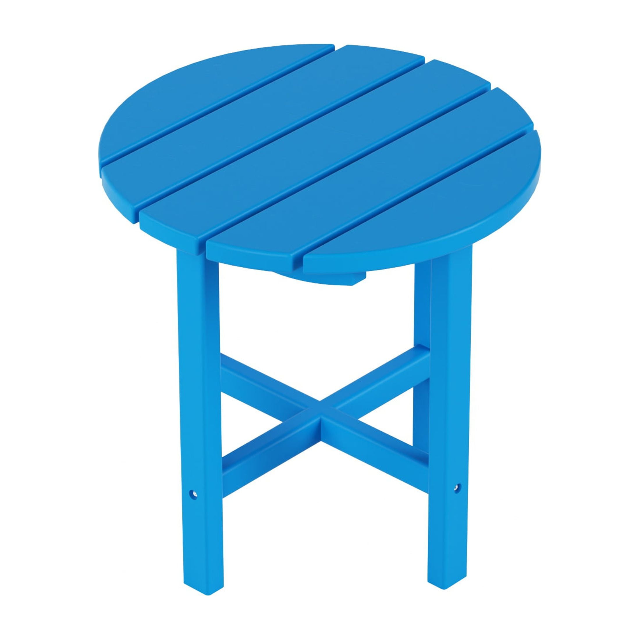 Garden 3-Piece Set Classic Plastic Adirondack Porch Rocking Chair with Round Side Table Included, Pacific Blue
