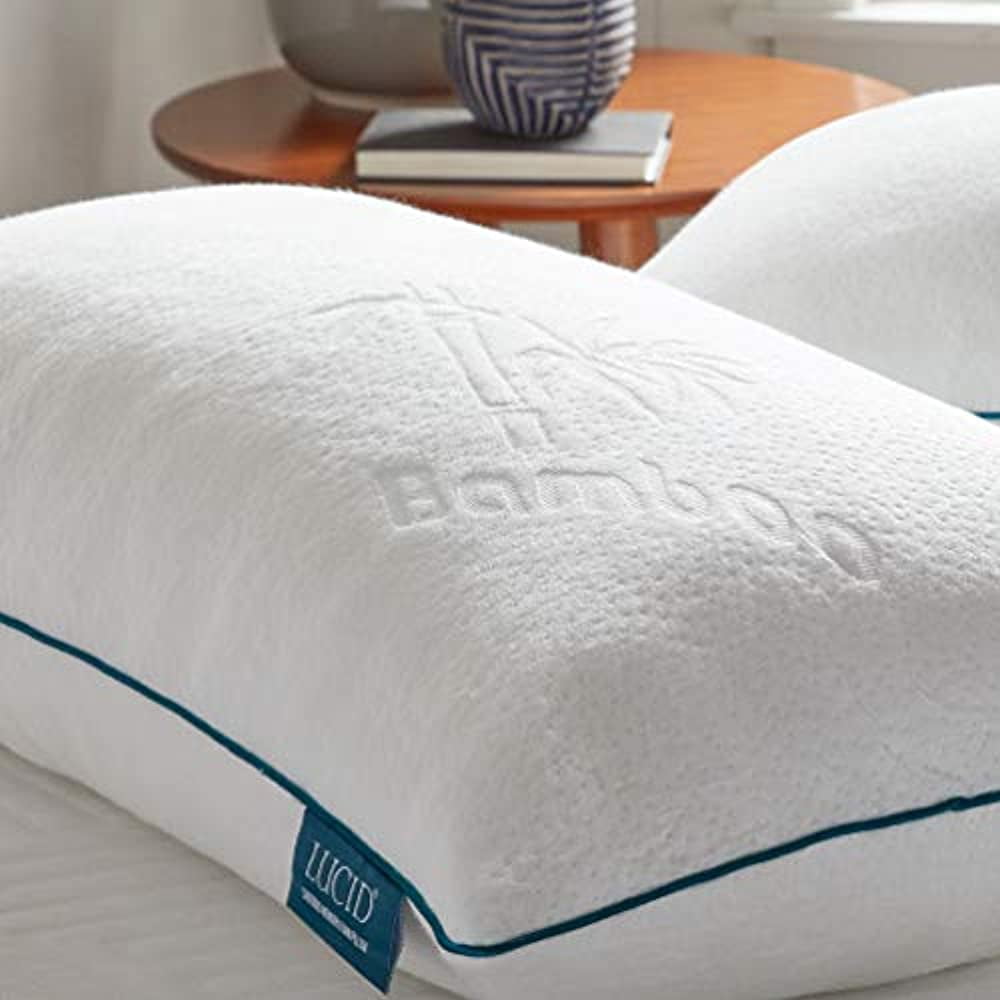 LUCID Premium Shredded Memory Foam Pillow-Hypoallergenic-Adjustable Loft-2  Pack-King - Walmart.com
