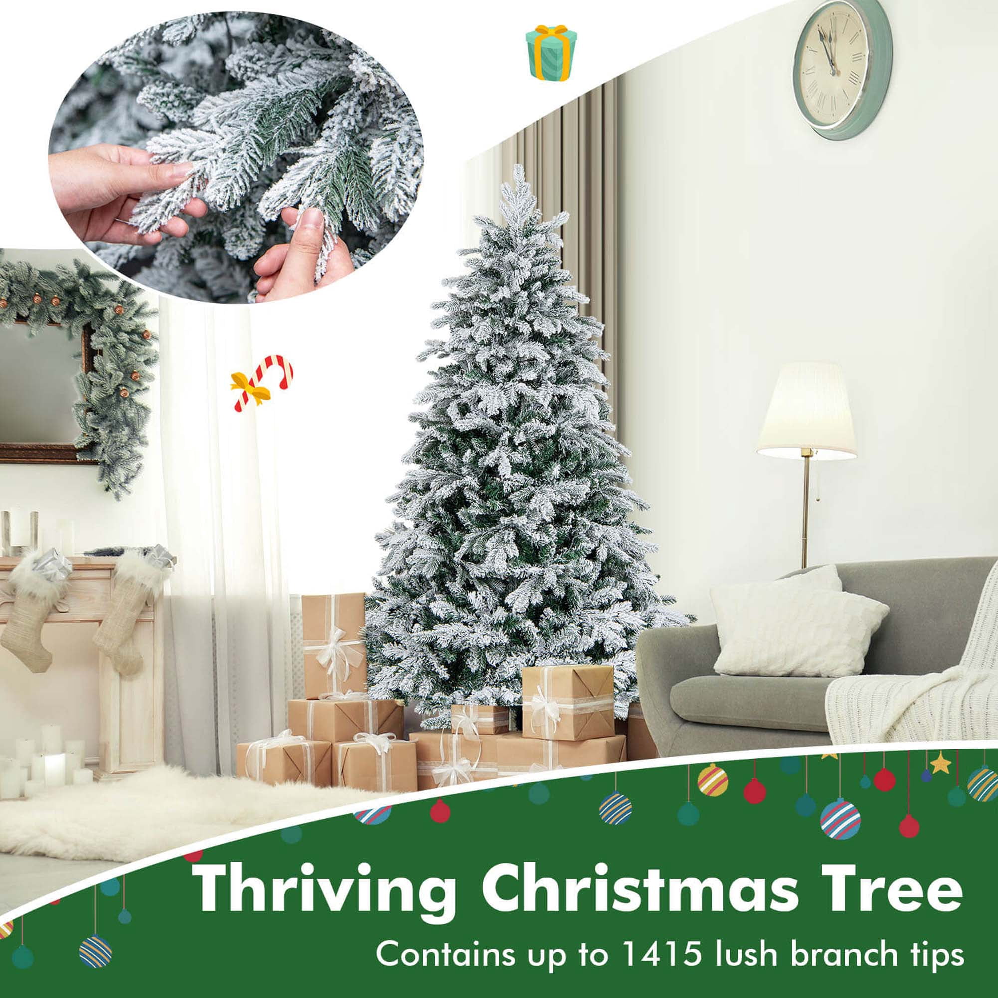 Costway 6 FT Pre-Lit Xmas Tree - Radiant & Artificial, 260 LED