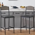 thumbnail image 3 of Modern Bar Table and Chairs Set for 2, Counter Height Dining Furniture with PU Upholstered Stools, Backrest & Footrest – Gray / Retro Color, 2-Pack / 4-Pack / 1+2 Set Options, 3 of 7