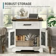 thumbnail image 6 of White Farmhouse End Table with Charging Station, 24" Large Sofa Side Table with Drawer, Large End Table for Living Room, Wooden Nightstand with Outlet, Square, White and Walnut, 6 of 9