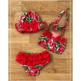 thumbnail image 2 of Franhais Baby Girl Casual Printed Swimwear Set, Kids Bowknot Lace Up Top+Ruffles Shorts Swimsuit, 2 of 9
