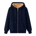 thumbnail image 2 of Veste d'Hiver à Capuche Mode Femme Pull à Col Rond Capuches Tops Manches Longues Poche à Capuche Manteau Sweat-Shirt, 2 of 5