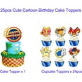 thumbnail image 2 of Cartoon Birthday Cake Toppers, 49 pcs Hedgehog Themed Happy Birthday Cake Decorations Cupcake Topppers, Cute Blue Cake Toppers for Cartoon Theme Video Game Party Decor for Boys Girls Kids, 2 of 3