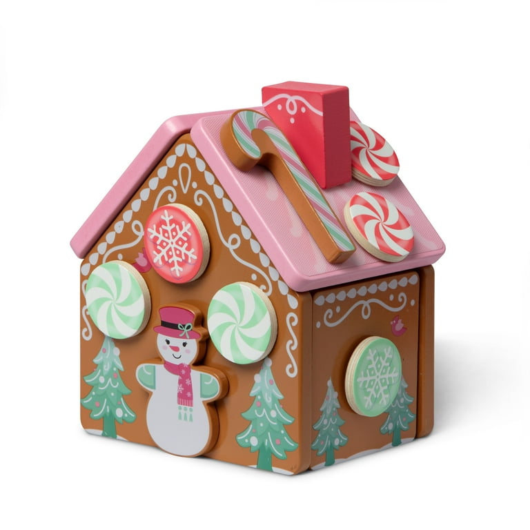 Melissa & Doug Pink Wooden Gingerbread House Reusable, Mess-Free