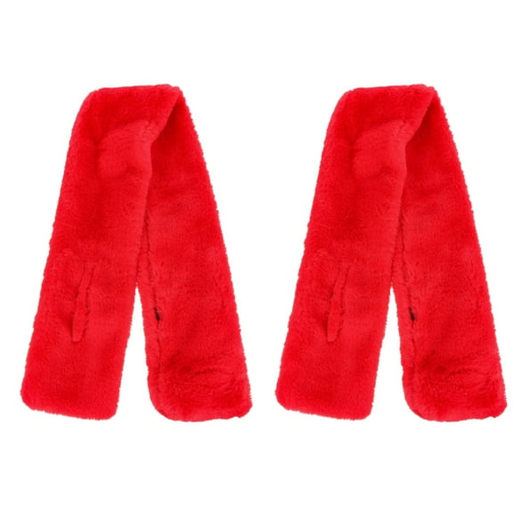 FENGGUIQU Red Plush Collar Scarf Set, Warm and Stylish Winter Neck Warmer, Soft and Cozy 2 Pieces