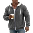 thumbnail image 3 of Mens Fuzzy Sherpa Jacket Fleece Long Sleeve Full-Zip Hooded Shirt Winter Warm Fall Jacket Coats with Pockets, 3 of 5